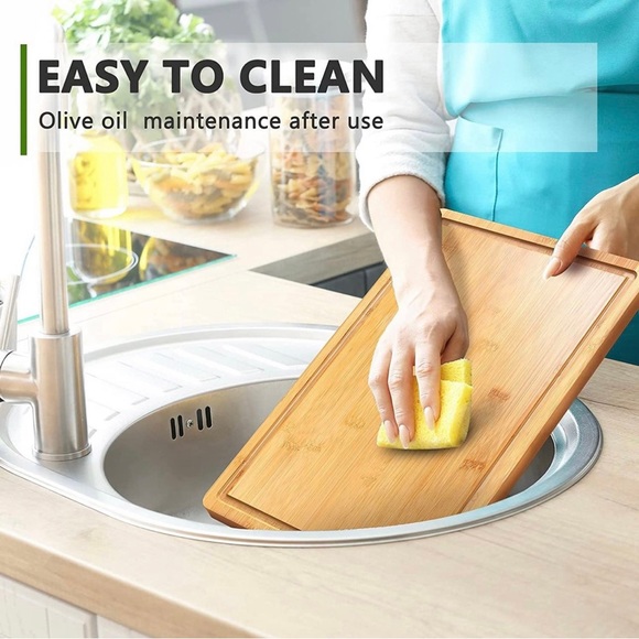 Bamboo Cutting Board Handle Juice Groove - Picture 5 of 10